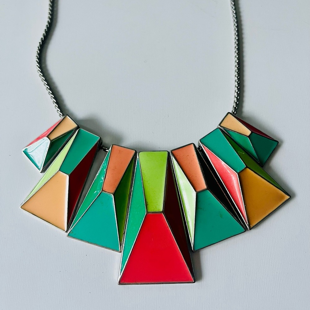 Zara Geometric Multicolor Statement Necklace - image 2